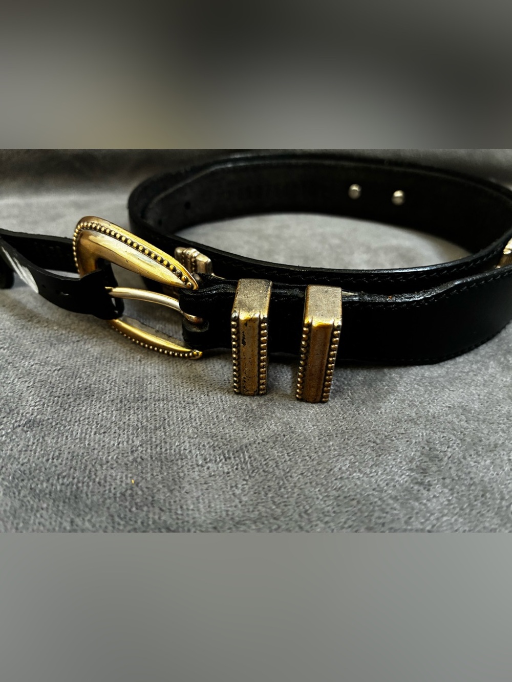 Women’s Fossil Black LeatherBelt with Antique Gold Buckle
